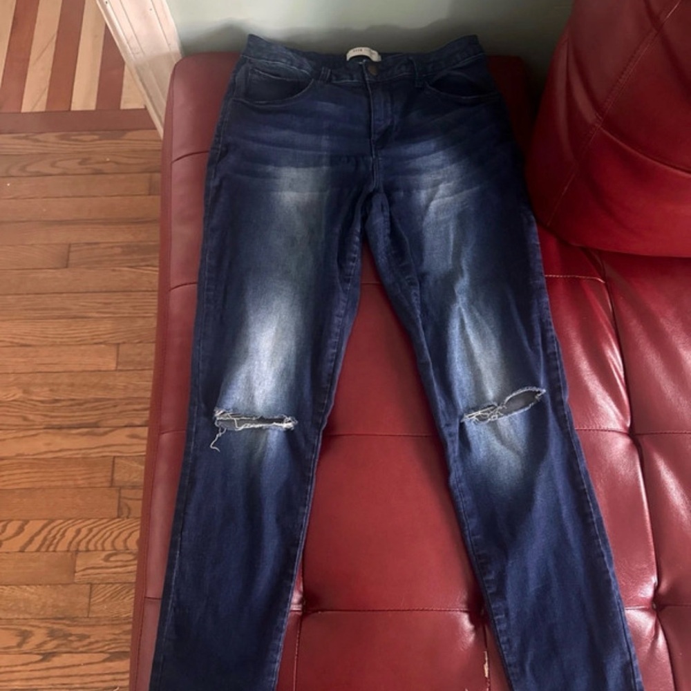 Adam Levine Collection Dark Blue Distressed Skinny Jeans